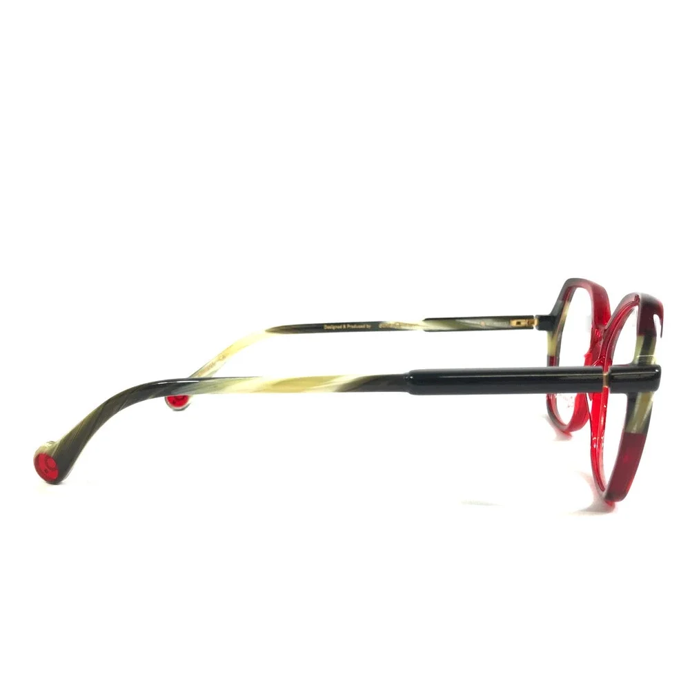 Etnia Barcelona Eyeglasses Frames CIANE RDHO Red Horn Yellow Full Rim 53-15-1